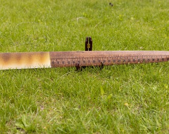 Walleye pattern fish measuring board made from old fur stretcher — Collectible Handmade by Ryan Ebert