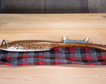 Northern Pike Wood Carved Jig Stick by Ryan Ebert