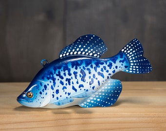 Blue Crappie Fish Decoy — Collectible Handmade by Ryan Ebert