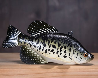 Black Crappie Fish Decoy — Collectible Handmade by Ryan Ebert