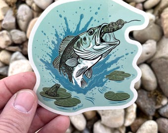 Bass Eating Topwater Frog Lure sticker design by Ryan Ebert
