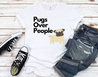 Mops über Menschen Shirt Mops Leben Mops Geschenk Hund Liebhaber Shirt Hund Mama Shirt lustige Hund Shirts Geschenke für Mops Liebhaber, Mops Mama Mops Papa Hund Papa Shirt