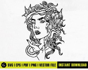 Goddess Medusa SVG | Greek Mythology Gorgon Clipart (Digital Download)