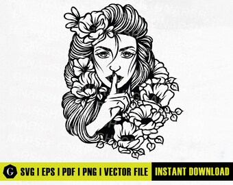 Floral Woman SVG File | Silhouette Art (Digital Download)