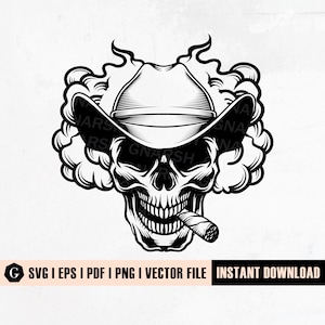 Cowboy skeleton with cigar svg | Cowboy Skull svg | Cowboy svg | Skull svg | Cowboy clipart | Skull in cowboy hat svg | Cowboy Skull CutFile