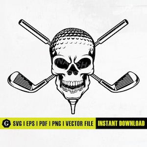 Golf Skull Svg | Golf Logo Svg | Skull Svg | Golf Svg | Golf Clipart | Golf Master Svg | Skull Golf Svg | Golf Mom Svg | Png Dxf Jpg Eps A