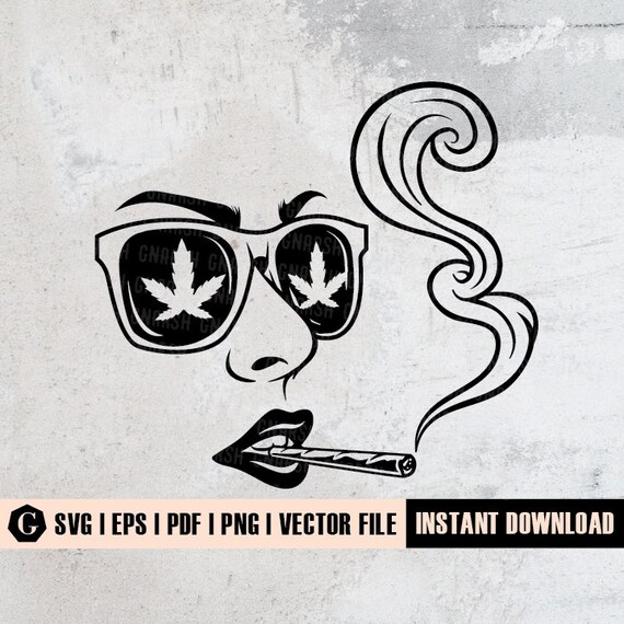 Girl Smoking Joint Svg Lady in Glasses Smoking Weed Etsy Finland