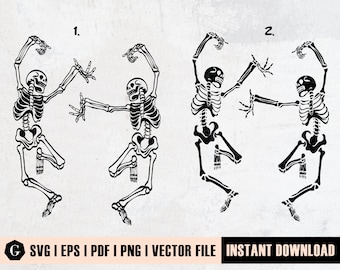 Dancing Skeletons Svg | Skeleton Hand Svg | Skull couple | Skeleton couple | Dancing Svg | Skull Silhouette | Bones Of Human Svg | Skull svg
