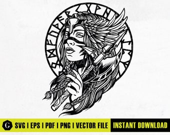 Valkyrie Warrior Woman SVG | Norse Mythology Clipart (Digital Files)