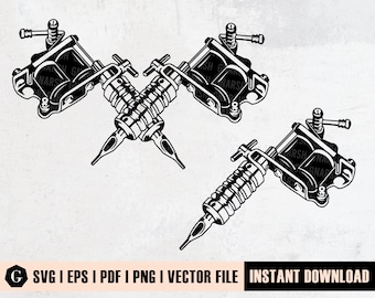 Tattoo Machine SVG | Logo, Stencil, Art (Digital Download)