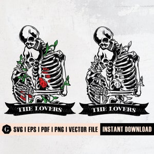 Skull Lovers Svg | Het paar | van het skelet Skeletten die | kussen Het Silhouet van de schedel | Skull Clipart | Skull Lovers | Beenderen van Menselijke | Bloemen Schedel SVG