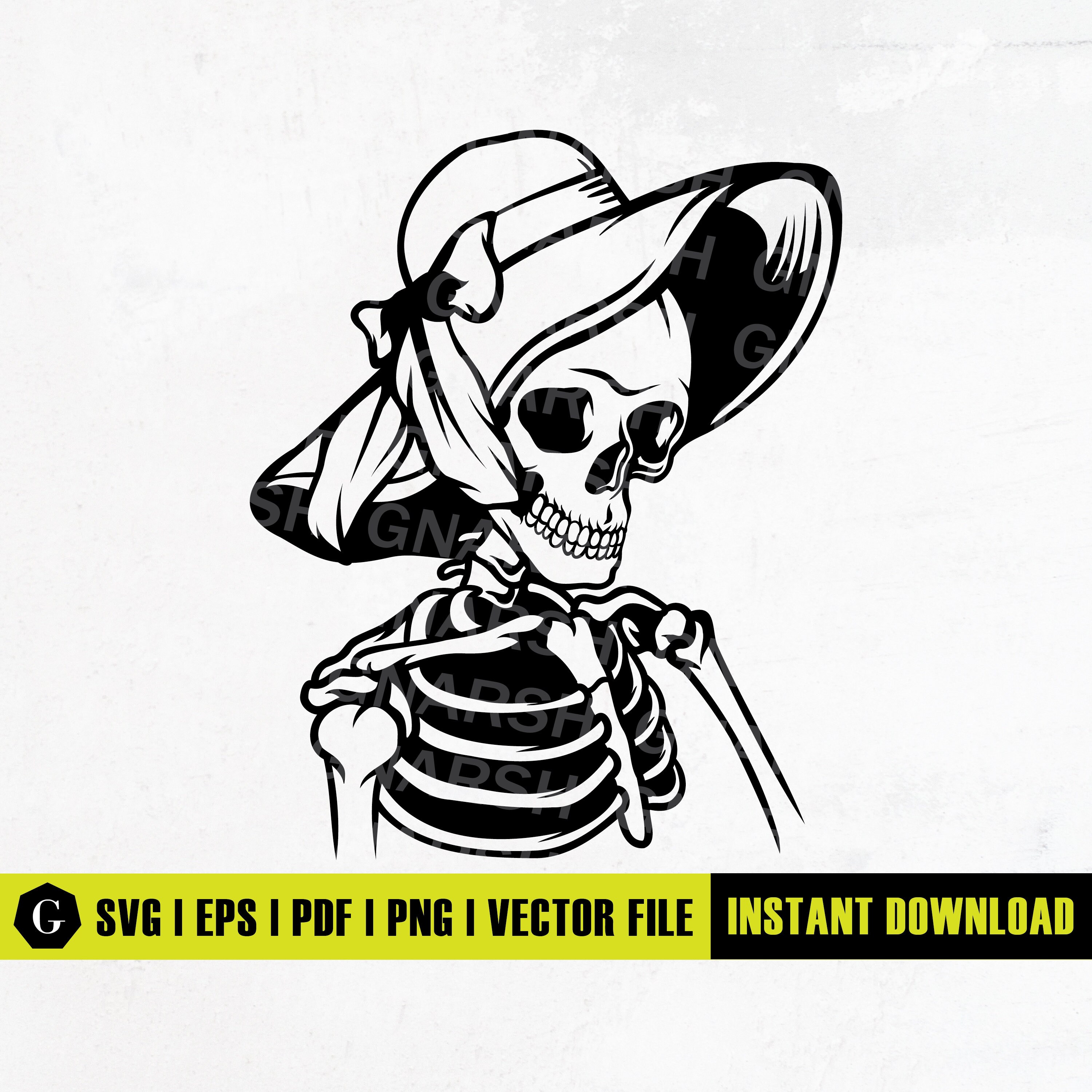 Beach Skeleton SVG | Summer Skull in Hat, Cricut, PNG (digital Download ...