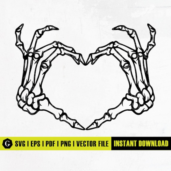 Skeleton Hands Holding A Heart Drawing