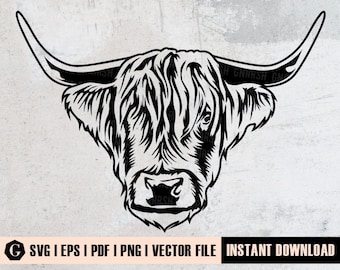 Highland Cow SVG Clipart | Vector File (Digital Download)