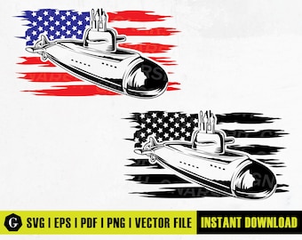 US Navy Submarine SVG | Warship Clipart, Decal Graphics (Digital Files)