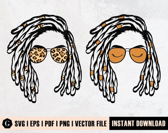 Afro Frau mit Dreadlocks SVG | Mom Life Cut Datei (Digitaler Download)