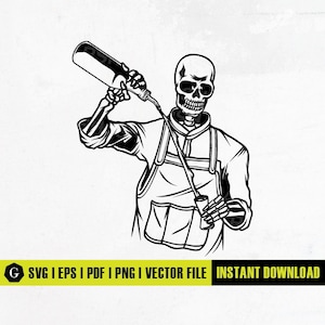 Skeleton Bartender SVG | Lager SVG | Draft Beer Alcoholic Drinks Cafe Club Party | Cricut Cutting Files Silhouette Printable Clip Art Vector