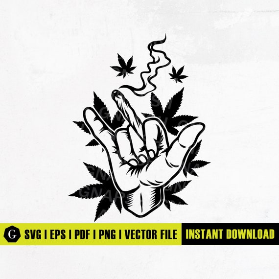 Shaka Hand Holding Weed Joint Svg Weed Svg Cannabis Svg Etsy India