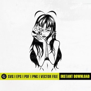 Two faced girl Svg | Demon girl Svg | Anime girl | Devil Girl Sticker | Devil Svg | Gothic Svg | Anime Tattoo Stencil for Cricut Digital