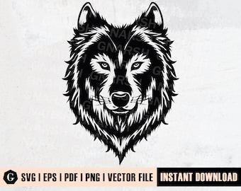 Wolf Face SVG File | Clipart, Shirt, Cricut, Silhouette (Digital Files)