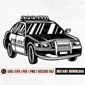 Politie auto SVG | Politie auto clipart | Politiepatrouille Svg | Politieauto illustratie | Politieautostickers | Cop-SVG | Politieagent Svg-bestanden
