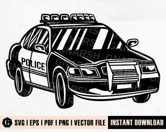 Police Car SVG | Cop Clipart, Illustration (Digital Files)