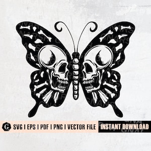 Totenkopf-Schmetterling-Svg-Dateien | Skelett SVG | Schmetterling SVG | Schmetterling Clipart | Schmetterling Aufkleber | Totenkopf-Svg-Dateien für Cricut und Silhouette