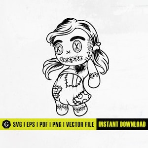 Voodoo Doll Svg | Spooky Girl Doll SVG | Witchy SVG | Sorcery SVG | Gothic Svg | Voodoo Svg | Mystical Svg Clipart Printable Png Jpg Dxf Jpg