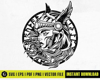 Valkyrie Warrior SVG | Norse Mythology Stencil (Digital Download)