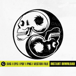 Yin Yang Skull SVG | Yinyang SVG | Skull Clipart | Gothic