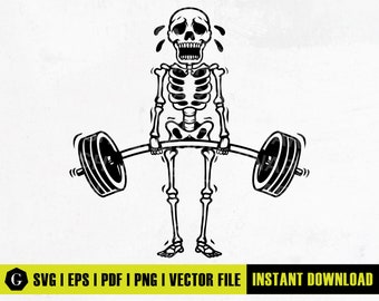 Skeleton Deadlift SVG | Gym SVG | Workout Shirt Sticker Decal T-Shirt Graphics Cricut Cut File Silhouette Clipart Vector Digital Dxf Png Eps