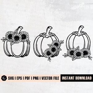 BUNDLE Floral Pumpkin Svg file | Flower Pumpkin Svg | Pumpkin with flowers | Peace Love Fall | Thanksgiving Autumn Fall Clipart CUT FILES
