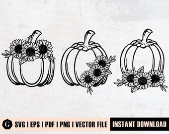 Floral Pumpkin SVG Bundle | Fall Thanksgiving Clipart (Digital Files)