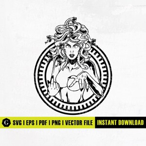 Goddess Medusa Svg | Girl and Snake Svg | Snake Girl Svg | Gorgon Svg | Snake face svg | Snake Tattoo Design Tattoo Art Stencil for Cricut