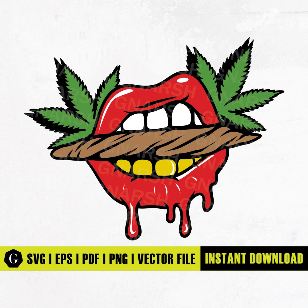 Red Lips With Cannabis Joint Svg Lips Smoking Weed Svg Smoking Lips Svg