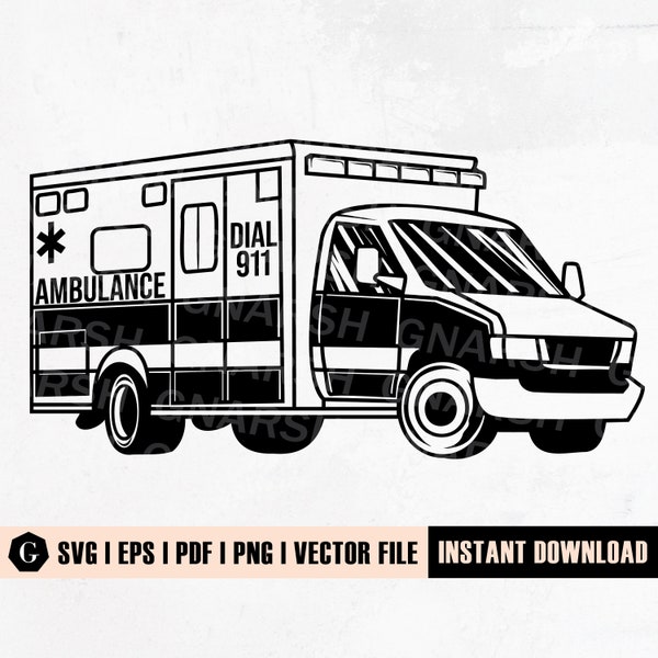 Ambulance Clipart Svg File | Rescue Svg | Rescue Truck Svg | Emergency vehicle Svg | Medical Vehicle Svg | Paramedic SVG | Ems Emt Rescue