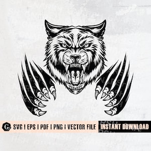 Wolf Kralle Scratch SVG | Krallen Kratzer SVG | Werwolf SVG | Wolf-Svg | Wilde Tiere | Klauen Markierungen SVG | SVG-Dateien für Cricut & Silhouette