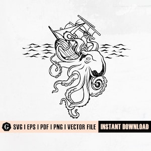Kraken SVG | Tentacles SVG | Pirate Ship Svg | Ocean Sea Monster | Octopus Tentacles SVG | Octopus Svg | Pirate Ship svg | Ship Wrecked Svg