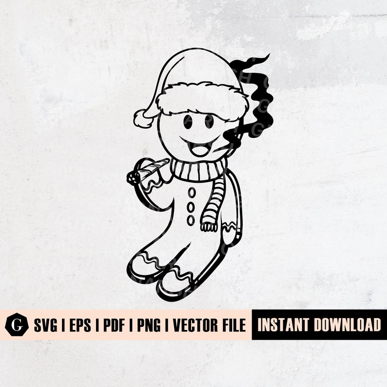 Smoking Gingerbread Man Svg Smoking Weed Svg Smoking Etsy