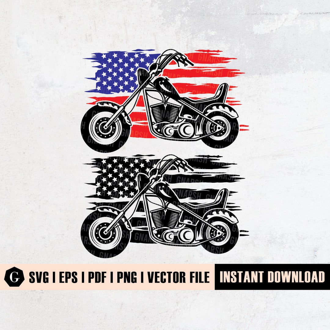 American Biker Motorcycle SVG, US Flag Clipart (digital Download