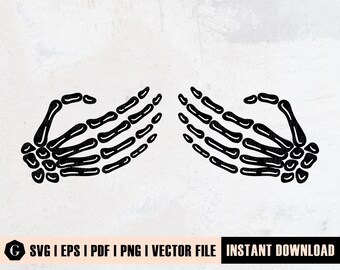SVG de Mãos de Esqueleto | Clipart de Mão de Caveira (Download Digital)