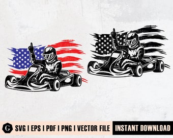 USA Go Kart Racing SVG File | Kart Clipart (Digital Download)