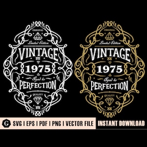 45歳の誕生日シャツ | 45歳の誕生日SVG | 1975年完璧に熟成 | ヴィンテージ1975SVG | 完璧に熟成SVG | 45歳の誕生日ギフトのアイデア