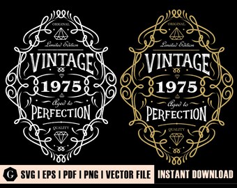 45th Birthday Shirt | 45th Birthday Svg | 1975 Aged to perfection | Vintage 1975 Svg | Aged to Perfection Svg | 45th Birthday Gift Idea