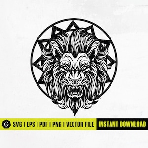 Löwe Tier SVG | Löwe SVG | Tier Gesicht svg | Löwen Gesicht svg | Löwenkopf SVG | Tier Shirt | Tattoo Design Schablone | Digitale Dateien Geschnittene Dateien