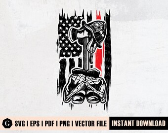 Vigile del fuoco patriottico SVG / Bandiera degli Stati Uniti, pompiere, soccorso (download digitale)
