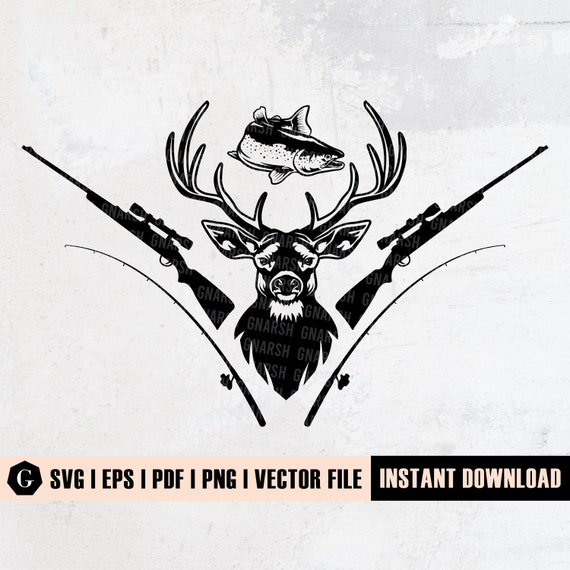 deer head and fishing pole Fish Hunting Outdoor SVG Cutting File 4 arm extended reach (22) pole top hanger Deer and Fish Hunting SVG