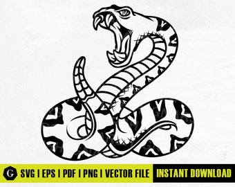 Rattlesnake SVG | Venomous Snake Clipart (Digital Download)