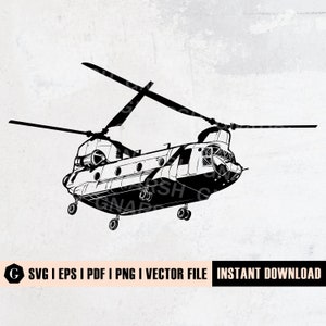 CH-47 Chinook Helicopter SVG | Military Clipart (Digital Download)