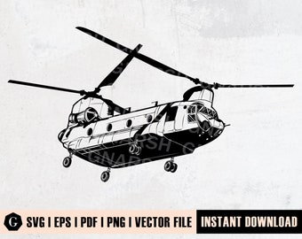 CH-47 Chinook SVG file | Helicopter Svg | Chopper Svg | Helicopter Clipart | Army Military Svg | Svg Files for Cricut and Silhouette